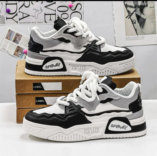 Black and White Urban Sneakers - Black