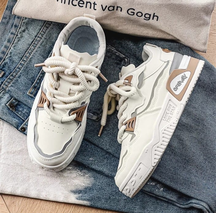 Brown and White Urban Sneakers - Brown